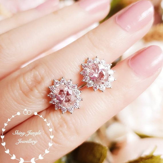 Oval morganite shop earrings