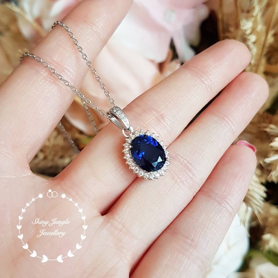 6MM Round Blue Sapphire Necklace 925 Sterling Silver Solitaire Pendant For  Women | Blue sapphire pendant, Blue sapphire necklace, Quality necklaces