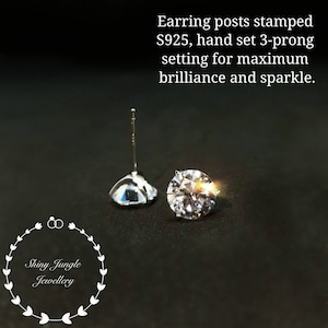 Aretes de diamantes, aretes simulados de diamantes hechos por el hombre de 0,5, 1 y 2 quilates, juego de 3 puntas de plata chapada en oro blanco de 14 k, regalo para madres con caja imagen 4