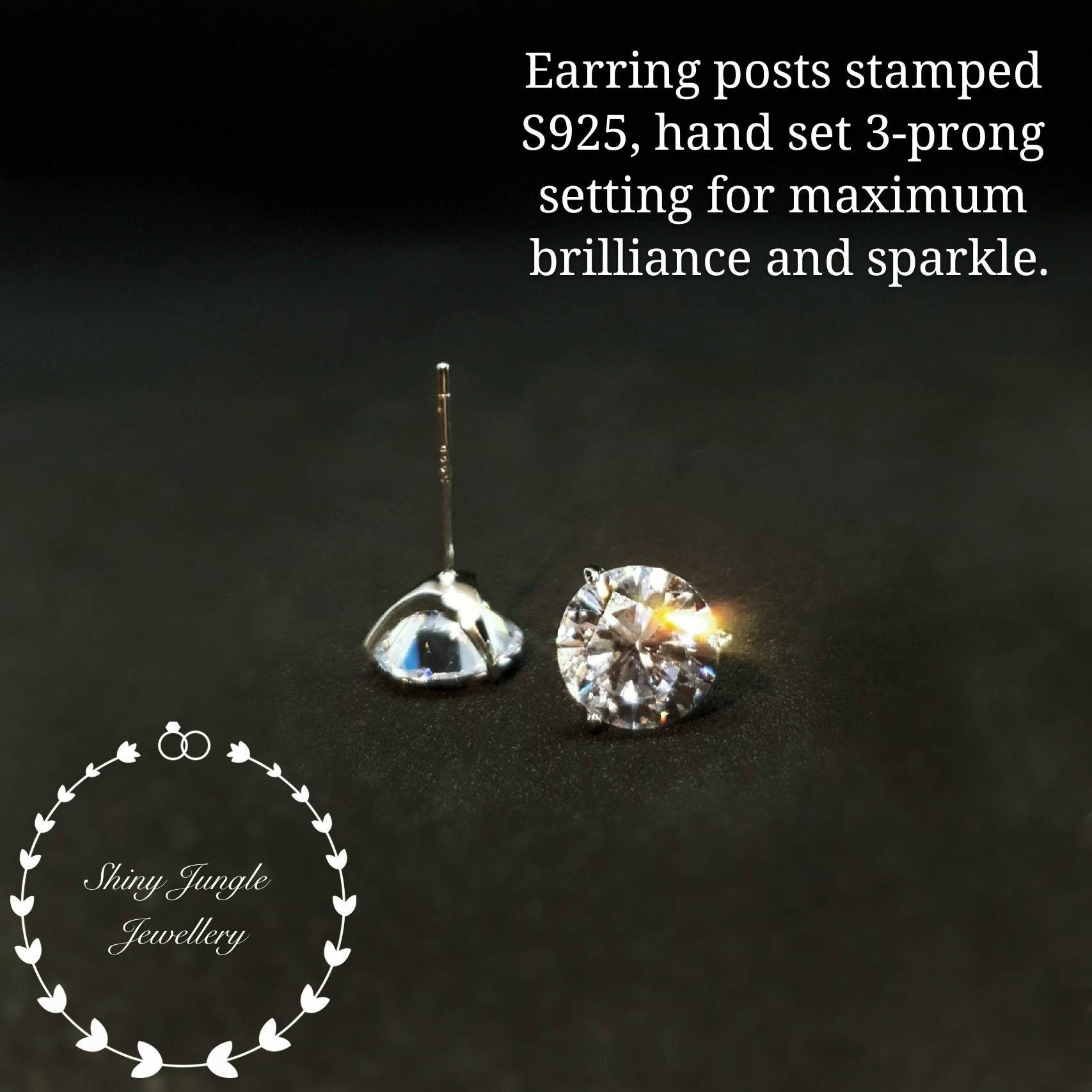 Diamond Stud Earrings, 0.5, 1 & 2 Carat Man Made Diamond Simulant