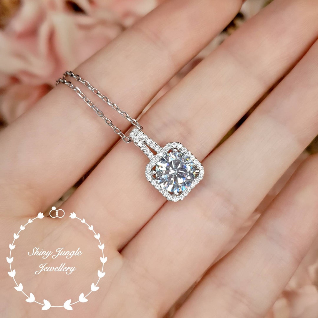 Classic Diamond Necklace 2 Cts Round Brilliant Cut Diamond - Etsy