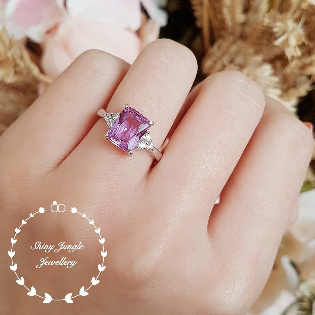 Purple Amethyst Colour Accented Gold Engagement Ring Paradise