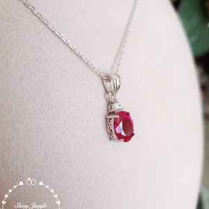 Oval Genuine Lab Grown Ruby Necklace With One Round Diamond - Etsy UK
