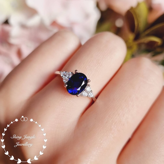 Strela Three Stone Sapphire & Diamond Engagement Ring – Erstwhile Jewelry