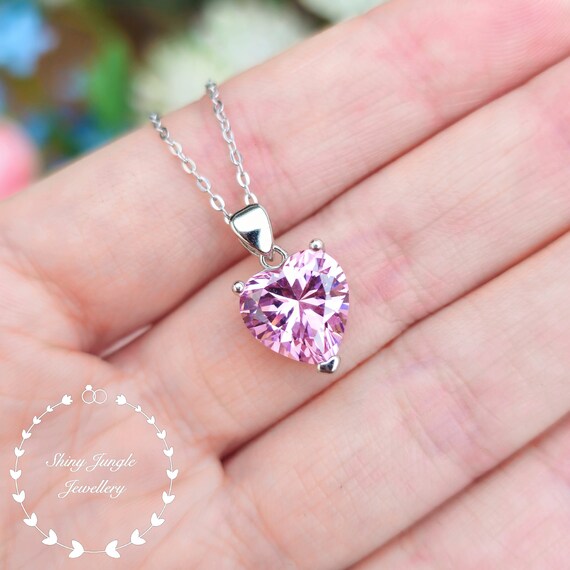 CDE Collana Con Ciondolo A Cuore In Oro Rosa E Argento 925 - Pietra Portafortuna Personalizzata Con Zirconi 5A - Regalo Per Donna