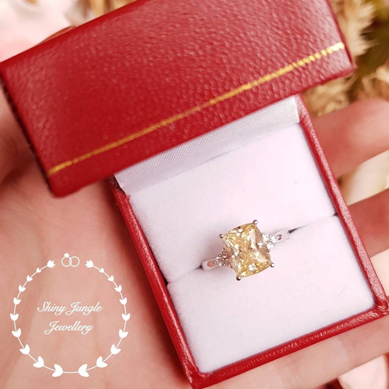 Yellow diamond ring engagement ring pastel yellow ring yellow diamond promise ring 3 carats cushion cut fancy yellow diamond ring