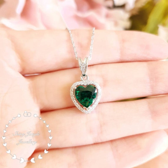 Emerald on sale heart necklace