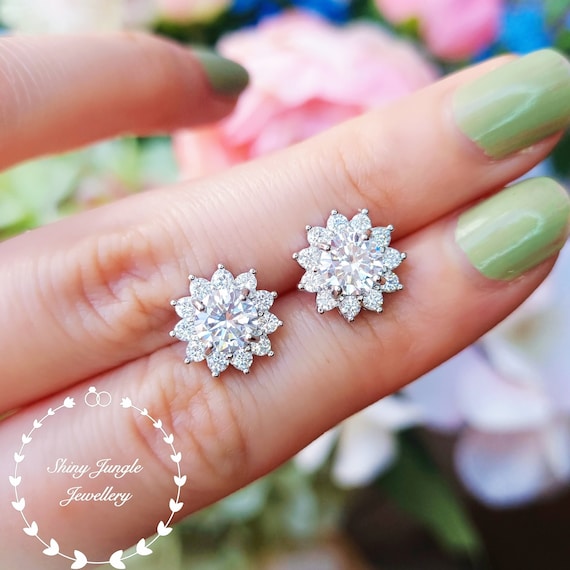 Flower Stud Earrings Pink Crystal and Imitation Pearl Center 5mm Sterling Silver Flower Stud Earrings Pink Crystal and Imitation Pearl Center 5mm Sterling Silver