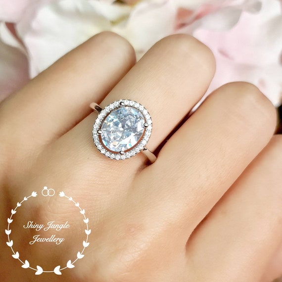 Statement Diamond Ring Oval Cut 3 Carat Diamond Engagement Ring