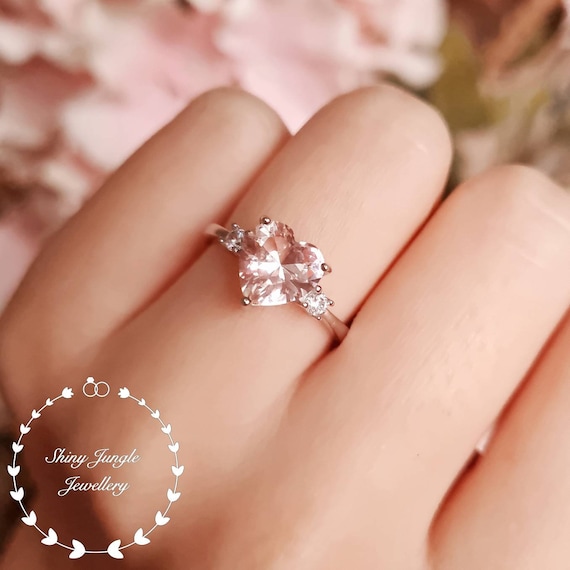 Heart Cut Morganite Engagement Ring 2 Carats 88 Mm Heart - Etsy