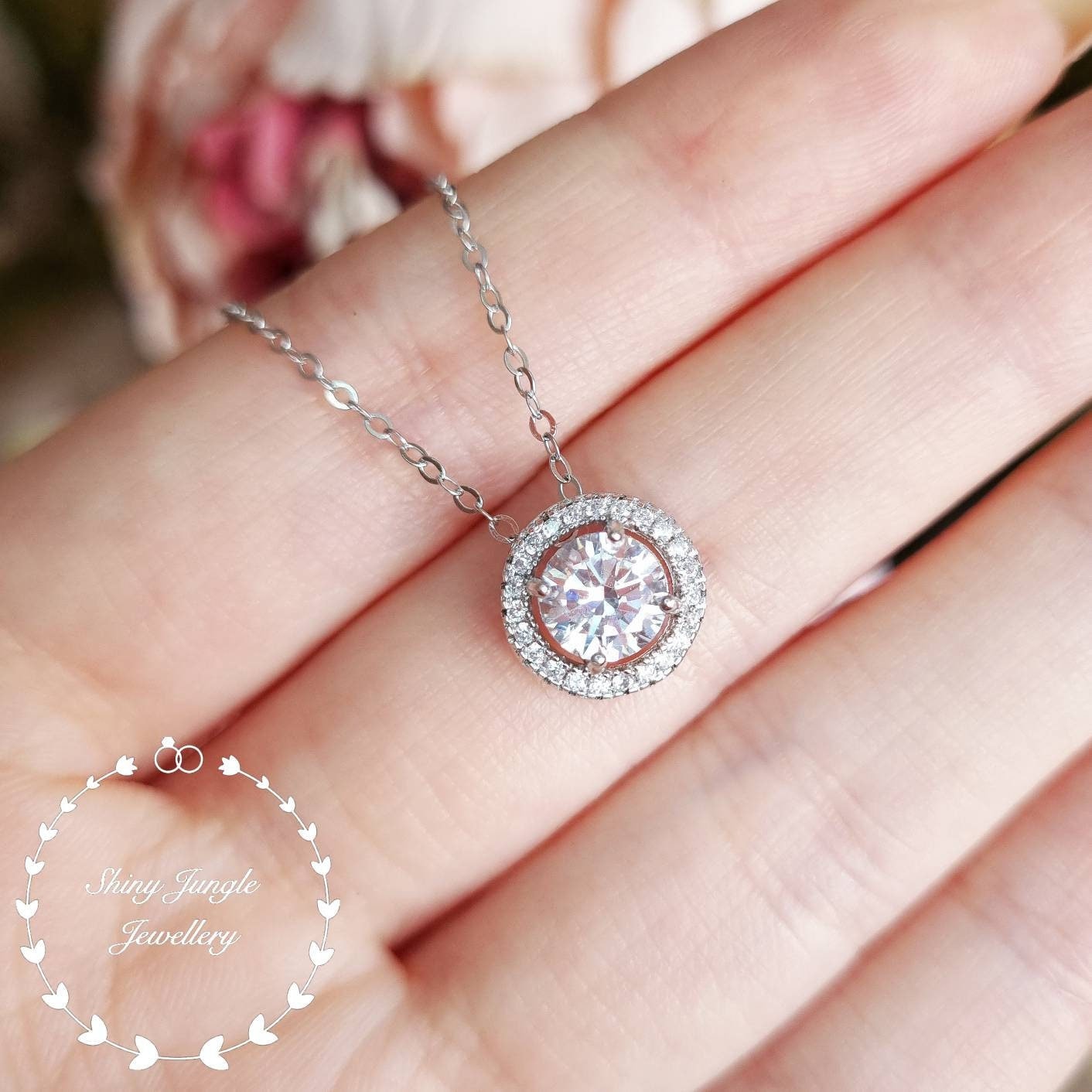 Harmony Cushion Halo Diamond Pendant Necklace Premium- Eterna Diamonds |  Lab Grown Diamond