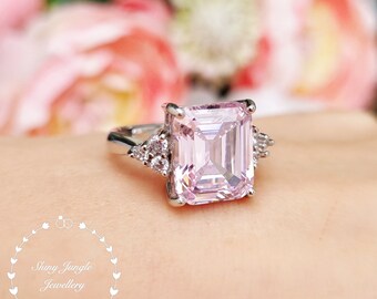 ピンクコーラル デザインリング ダイヤモンド エメラルド 8.3g 585