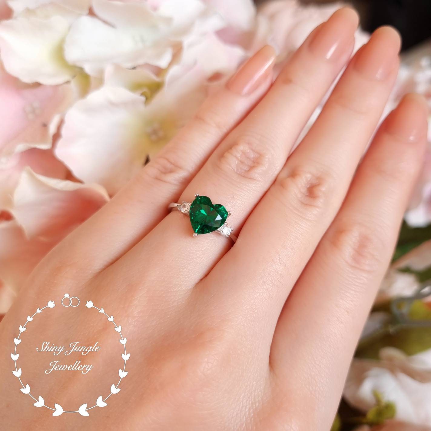 Heart shaped deals emerald ring