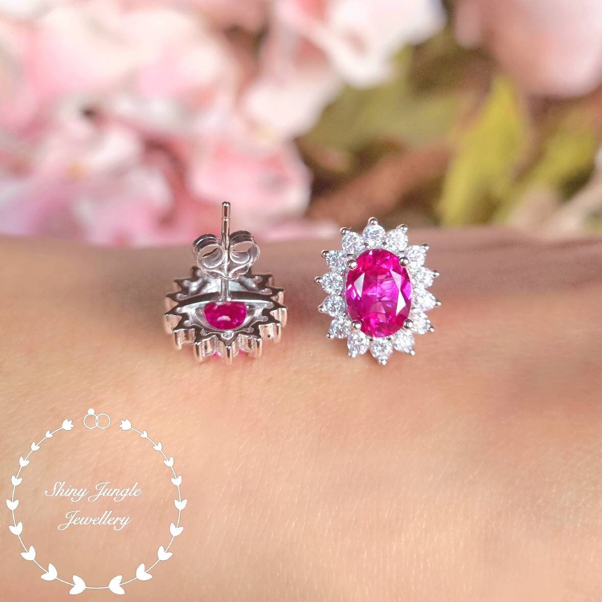 Genuine pink sapphire sale earrings