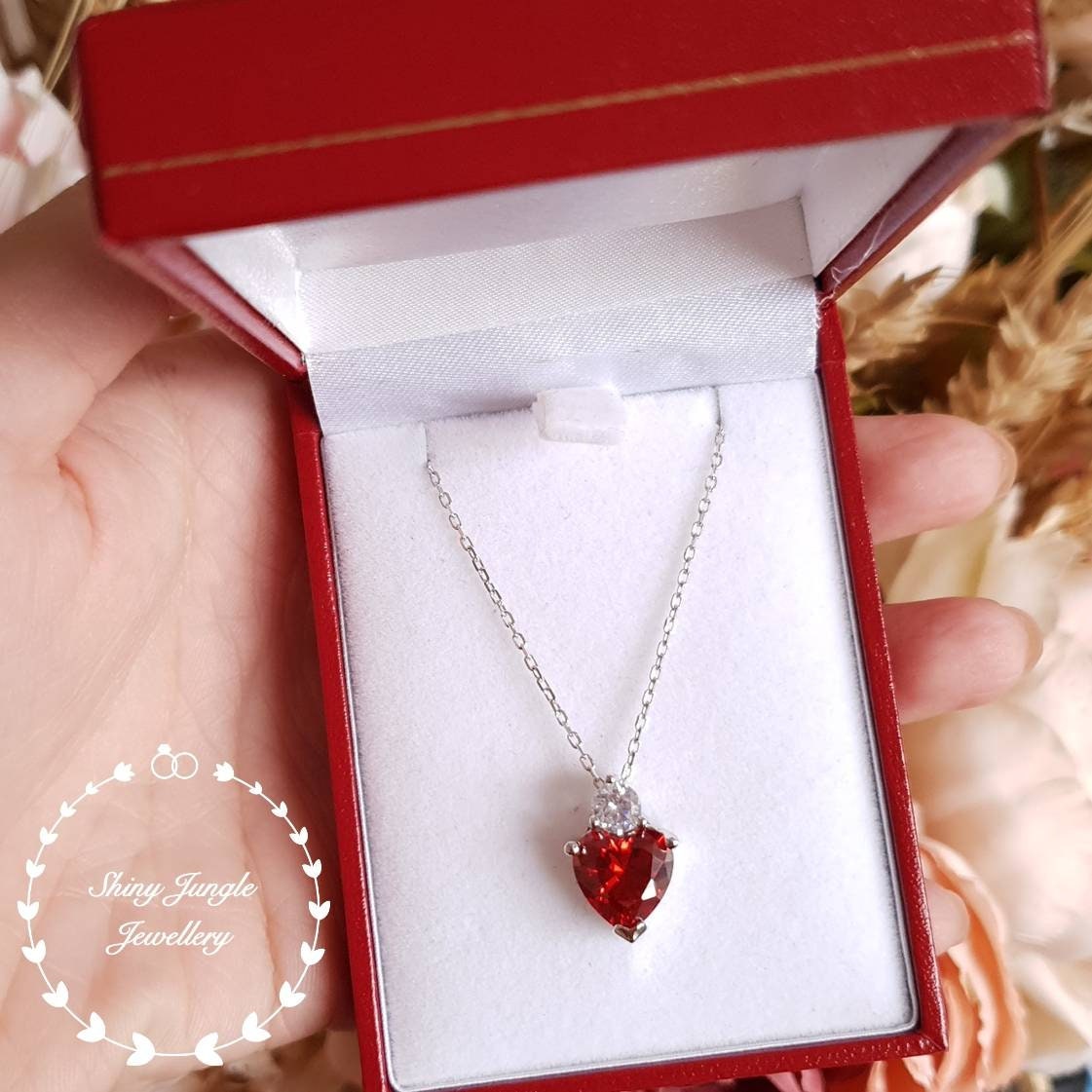 Heart Shaped Garnet necklace Garnet pendant Red Garnet pendant solitaire pendant red stone pendant heart pendant heart shape gemstone