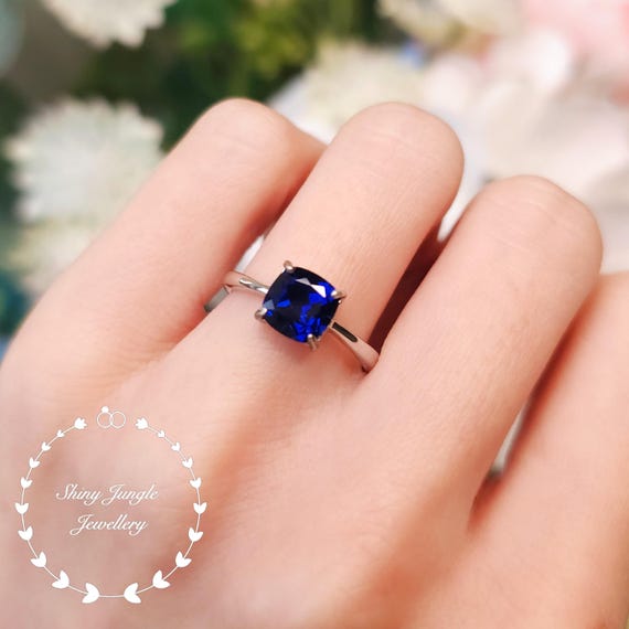 Echter Labor gewachsener knigsblauer Saphir-Verlobungsring, quadratischer  7 mm Saphir-Solitrring, September Birthstone Versprechensring - Etsy  Schweiz