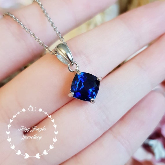 Royal Blue Sapphire & Diamond Necklace