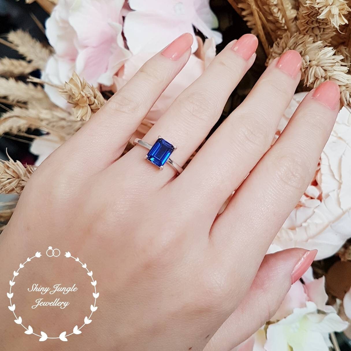 Sapphire rectangle ring deals
