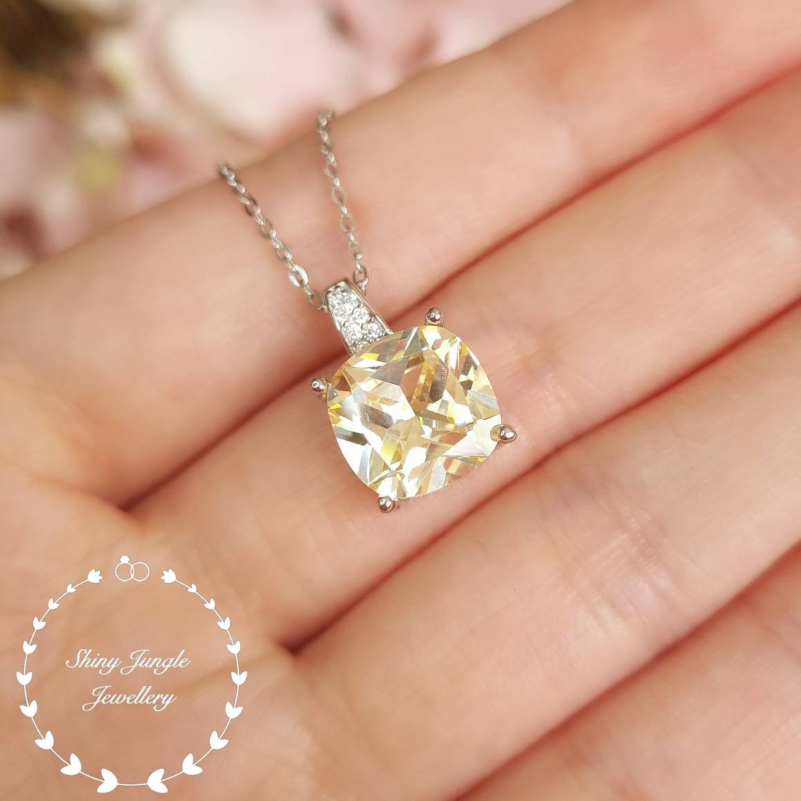 Cushion Cut Gemstone & Diamond Pendants Cushion Cut Gemstone & Diamond Pendants