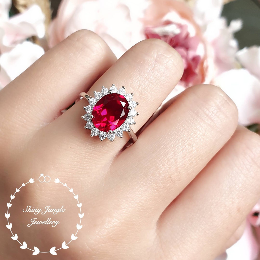 Royal Halo Design Genuine Lab Grown Ruby Engagement Ring, July ...