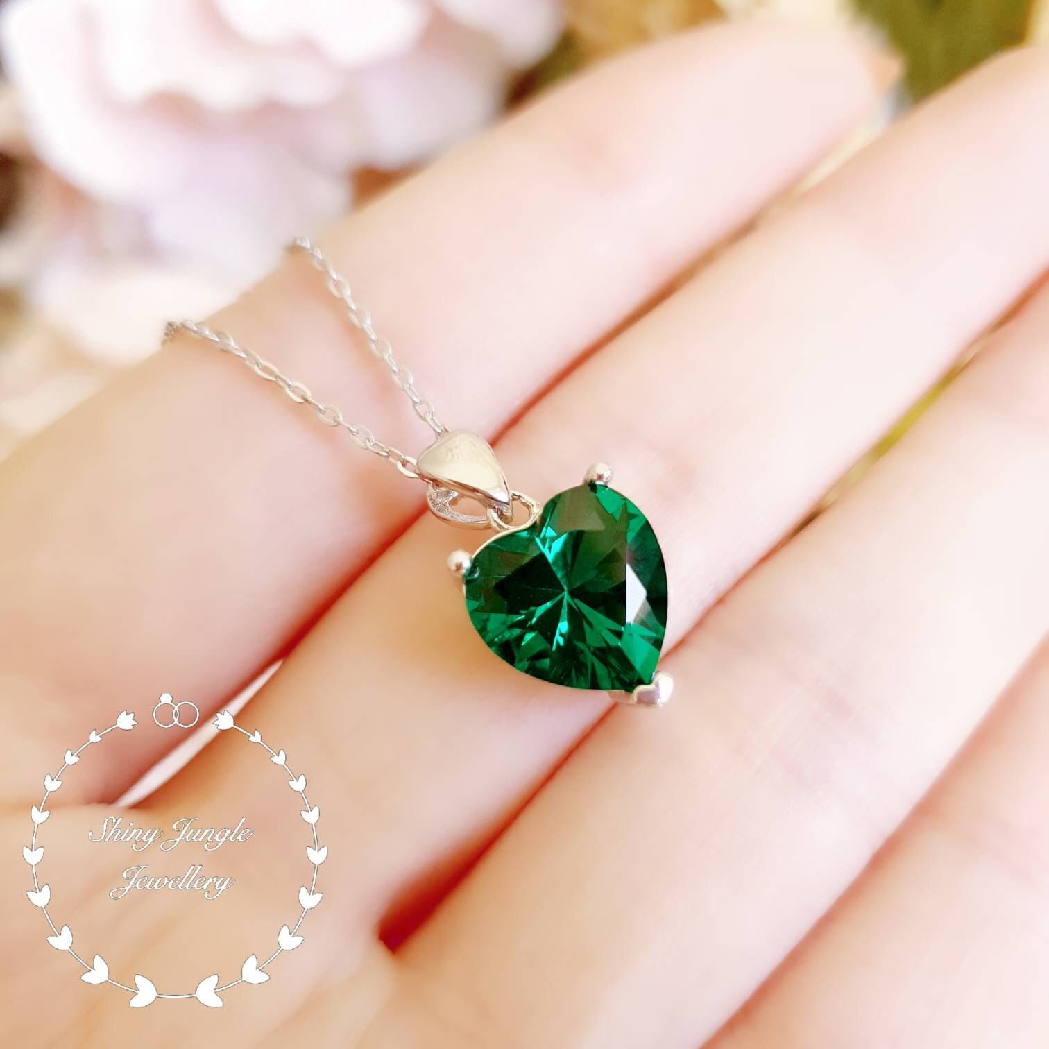 Heart Shaped Emerald Necklace Heart Cut 1010 Mm Emerald - Etsy