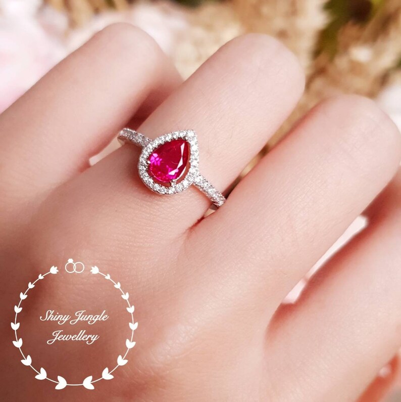 pear cut ruby ring