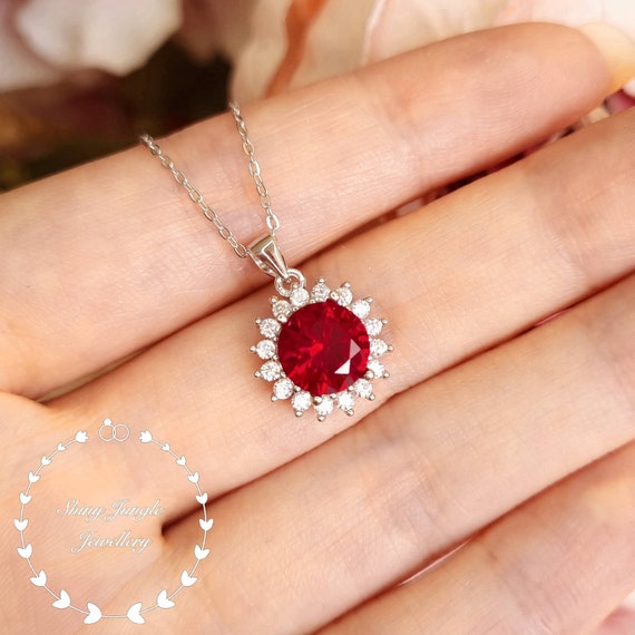Pear-Shaped Lab-Created Ruby and White Sapphire Frame Teardrop Pendant in  Sterling Silver | Zales