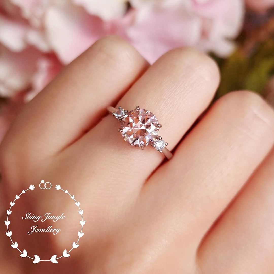 Carats Morganite Engagement Ring, Classic Trilogy Morganite Ring