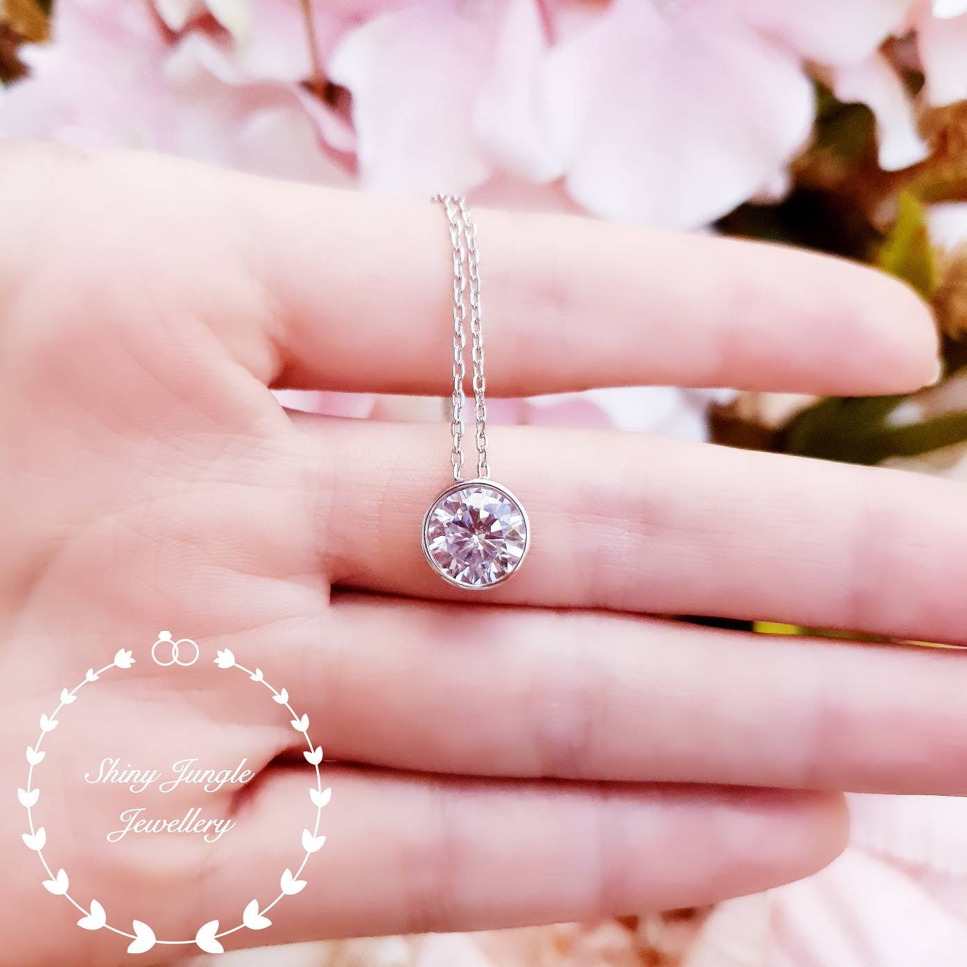 Classic Bezel Set 2 Carats Diamond Necklace