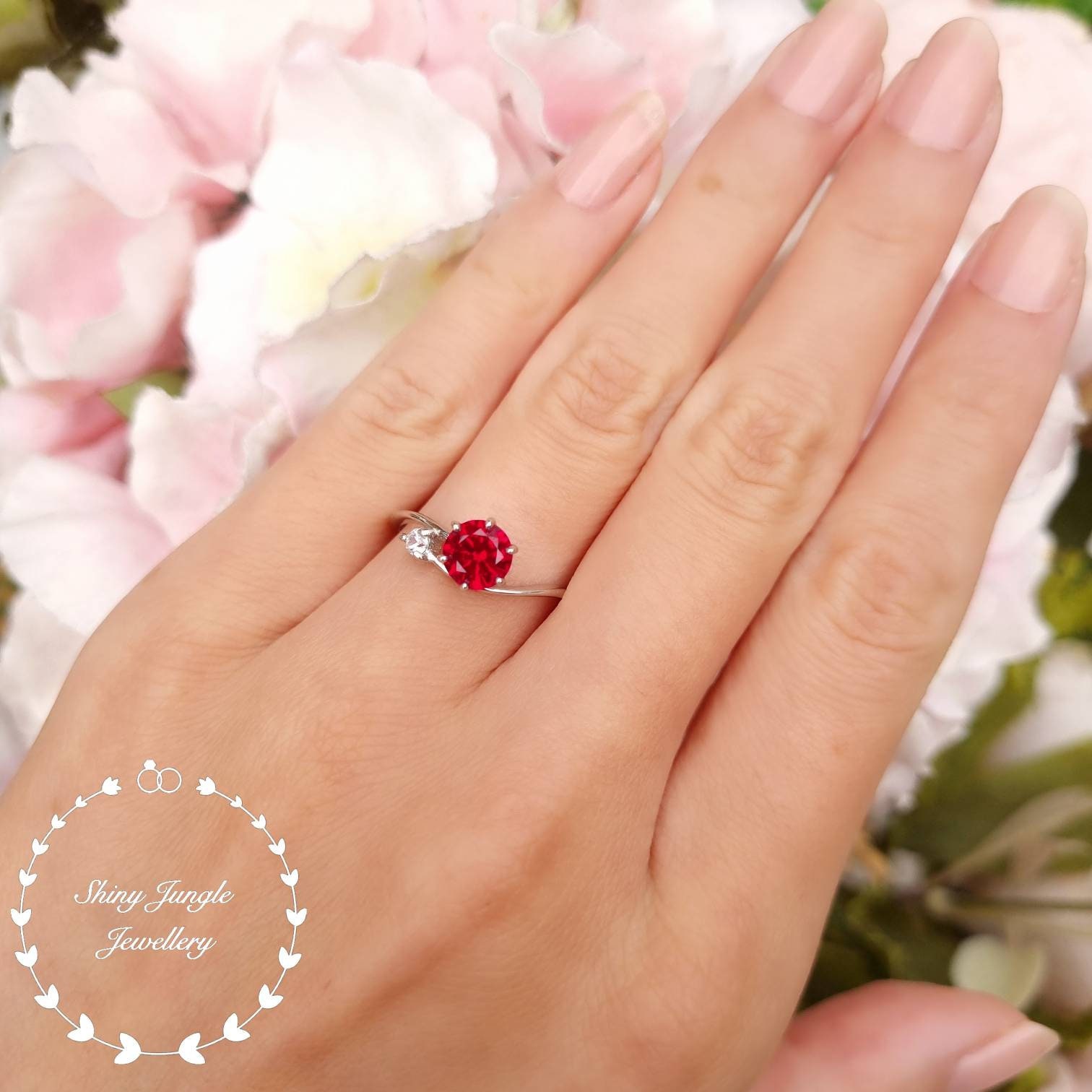 Delicate on sale ruby ring