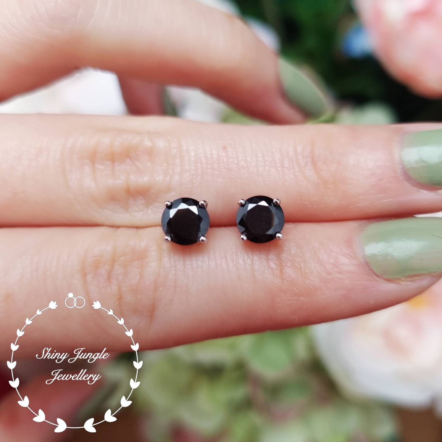 One carat clearance black diamond earrings