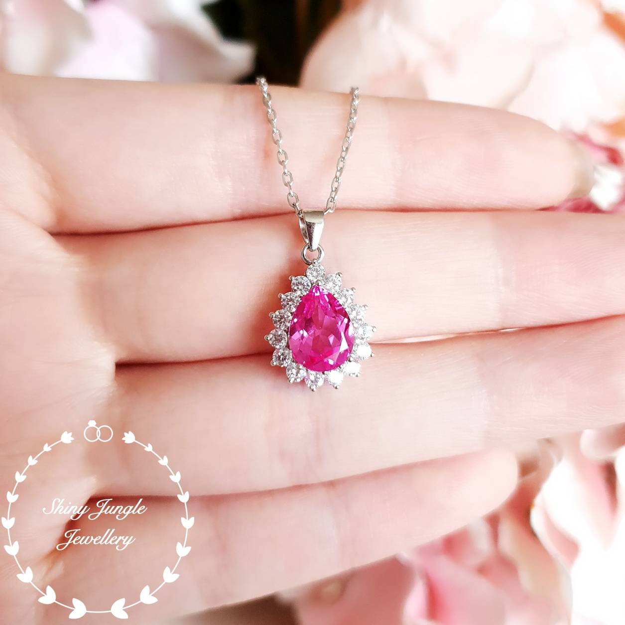 Pear Shape Pink Sapphire Necklace - Jewelry Designs