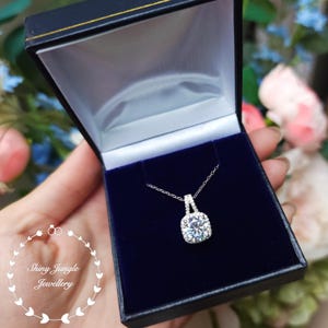 Sterling Silver Cushion 8mm Gemstone & Diamond Pendants Sterling Silver Cushion 8mm Gemstone & Diamond Pendants