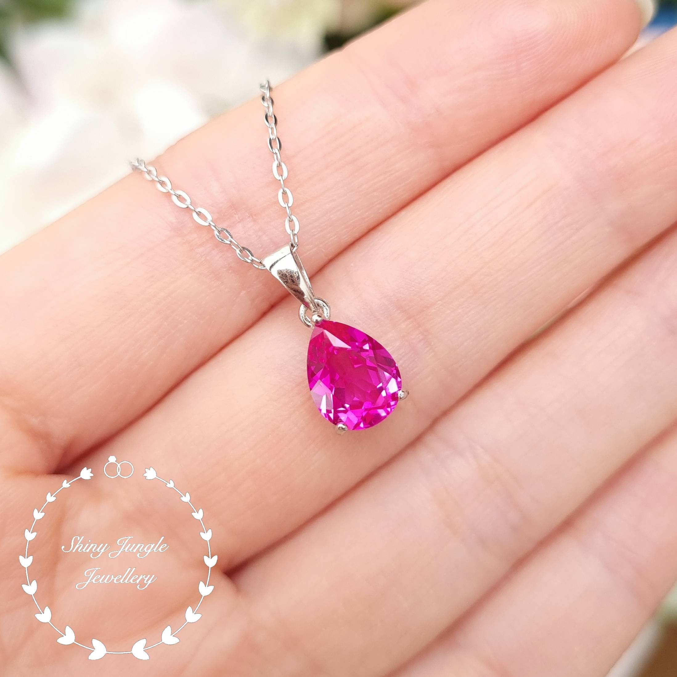 Pear Shape Pink Sapphire Necklace - Jewelry Designs