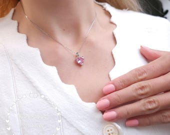 ハート型ピンクダイヤモンドネックレス、ハートカット10×10mm