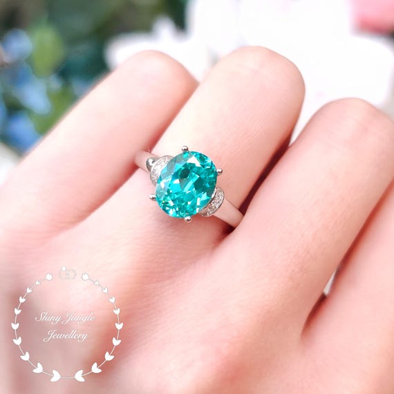 3 Carats Paraiba Tourmaline Ribbon Design Engagement Ring, 3