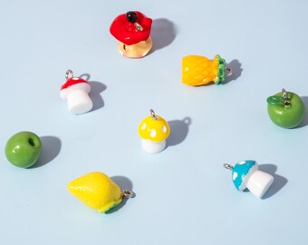 Mini Fruits Miniature Charms | Green & Red Apple Lemon Pineapple  | Earrings Accessories | Jewellery Making Fruity DIY Supply