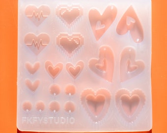Heart Mix Silicone Mould | Handmade Silicone Mold | Epoxy UV Resin Jewellery Making Tool