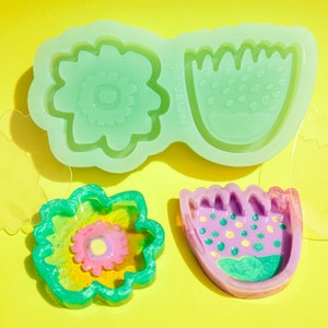 Organic Funky Flower Handmade Silicone Moulds |  Quicksand Homeware Silicone Molds | Resin Casting Small Jewellery Dish Tray