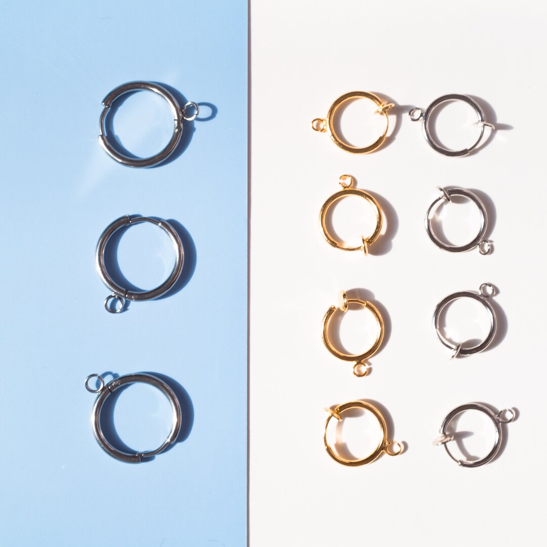 10pcs Clip-on Hoops 13mm Clip-on With Loop Non-pierced Surgical ...