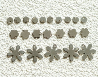 Metal Flowers & Round Shapes Earrings Pendants | 17mm, 10mm, 5mm | DIY Earrings Jewellery Findings | Earrings Charms Steel