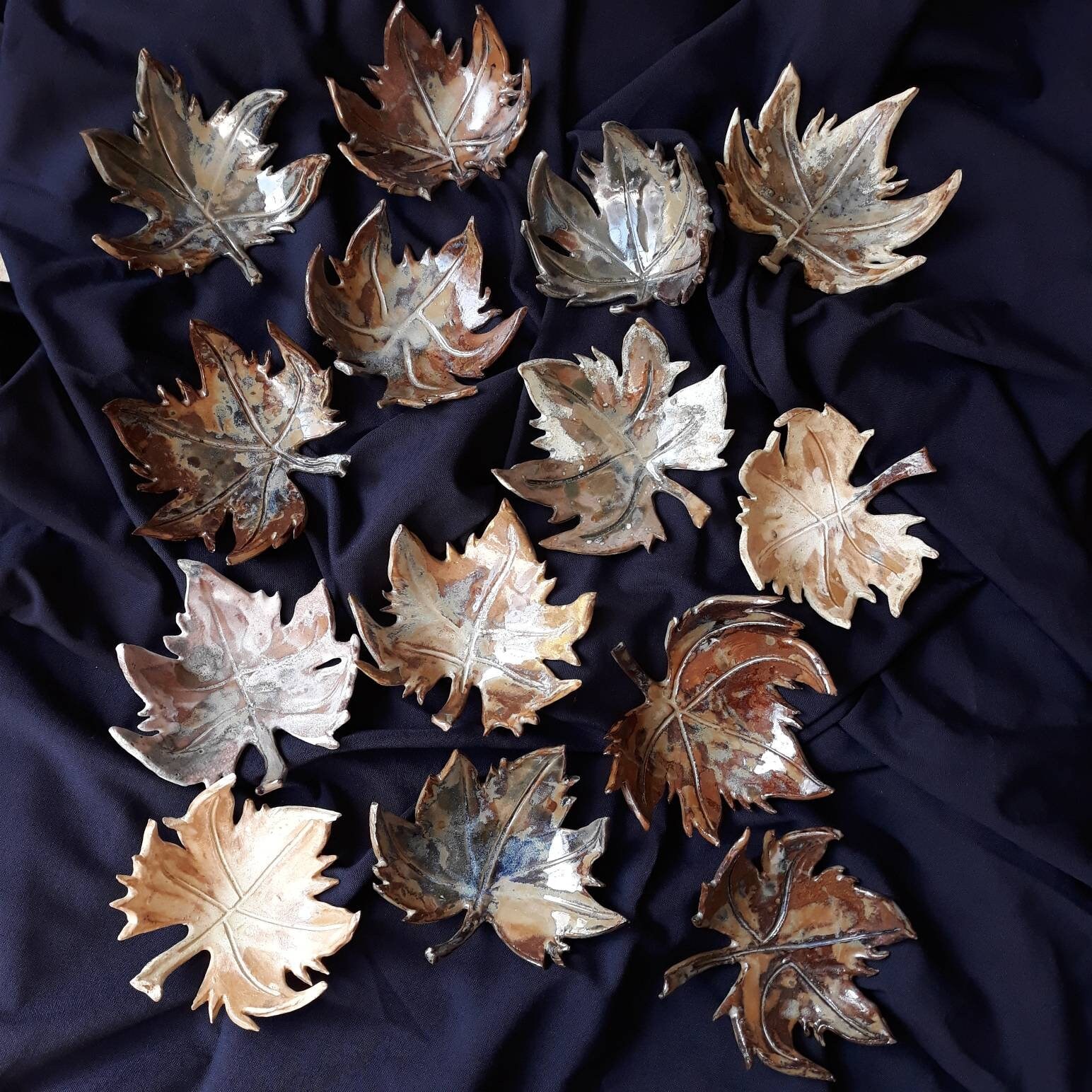 Feuille de Céramique en Grès, Art Décoratif, Rangement Bureau, Coupelle Dessert, Vide Poche, Nature,