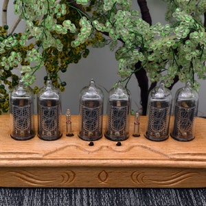 Nixie Clock IN-14 Full Natural wood Halloween Decor, Personalized Gifts image 3