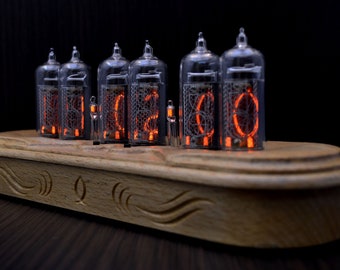 Nixie Clock IN-14 Full *Natural wood*  Halloween Decor, Personalized Gifts