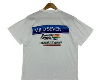 T-shirt Vintage United Colors Of Benetton - Équipe De Formule 1, Taille M, Coton, Occasion