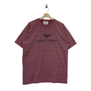 Vintage GIORGIO ARMANI Big Logo Spellout Embroidery Men Tees