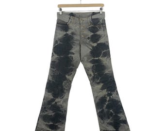 TORNADO MART Flare bleach denim jeans