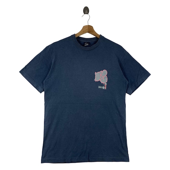 Vintage 90s Stüssy T-shirt Navy Blue Graffiti Spray Can Graphic