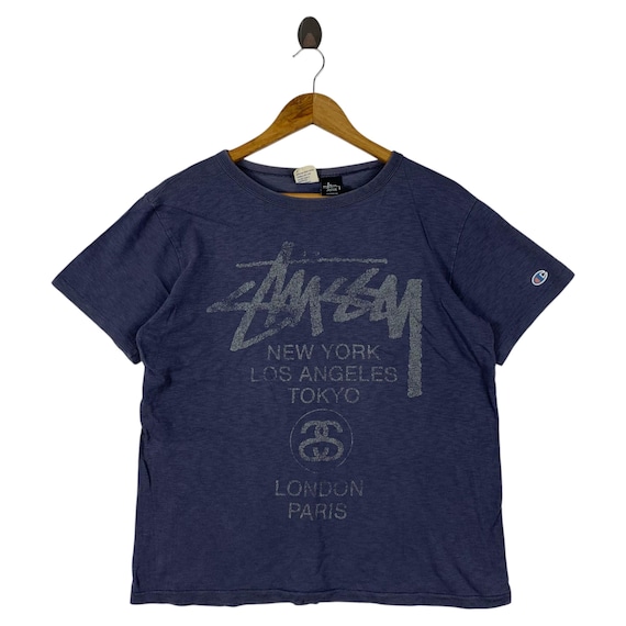 CHAMPION X STUSSY ワールドツアー ビッグロゴTシャツ - Etsy 日本