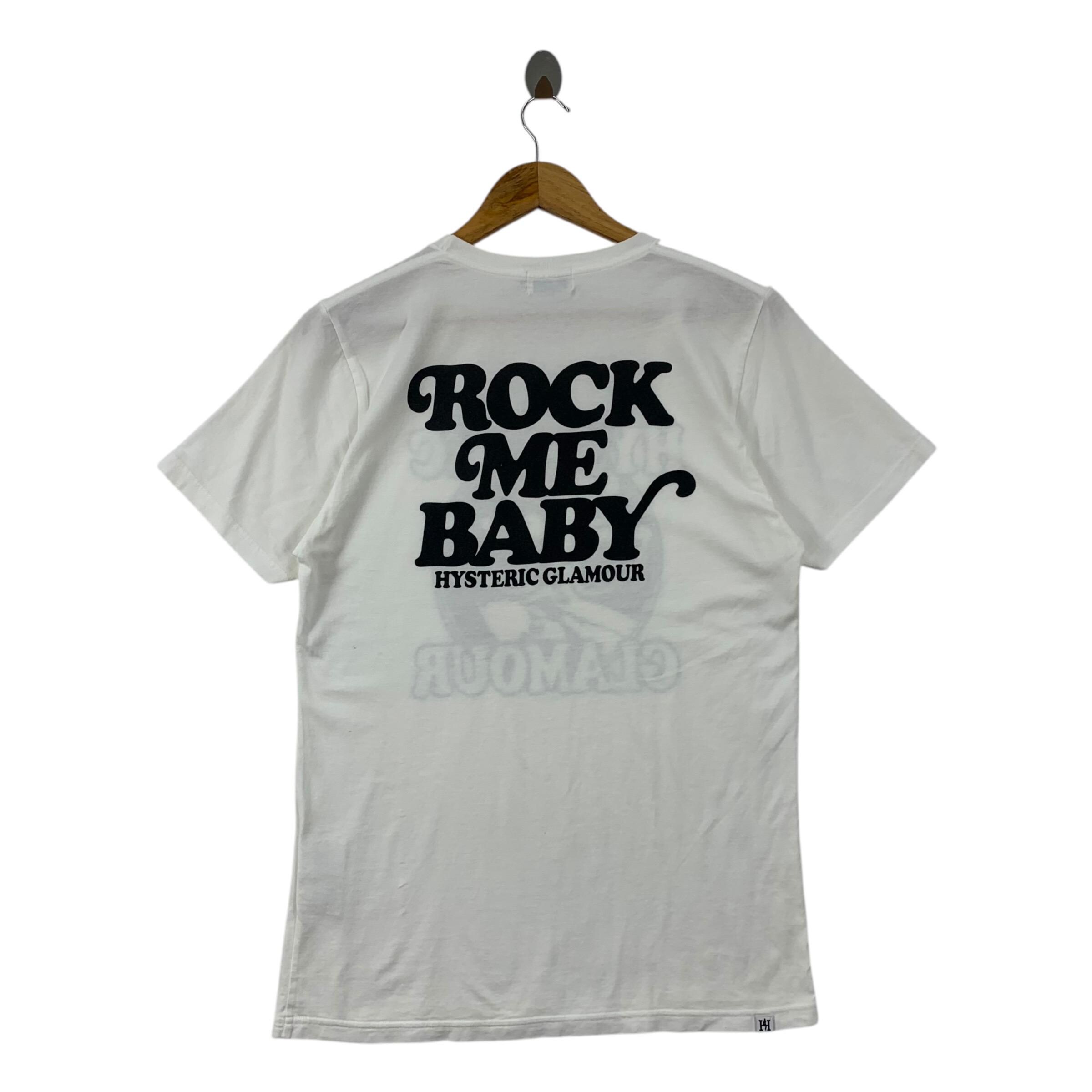 【極美品】 HYSTERIC GLAMOUR ROCK ME BABY Tシャツ HYSTERIC GLAMOUR Big Women Printed Rock Me Baby Spellout Back Tee